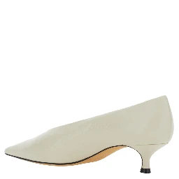 LE MONDE BERYL Babuche kitten heel womens white fabric décolleté