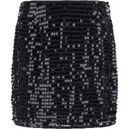 Skirt SEQUINS MINI SKIRT with black polyester fabric for women