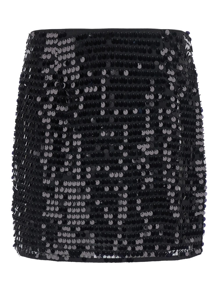 Skirt SEQUINS MINI SKIRT with black polyester fabric for women