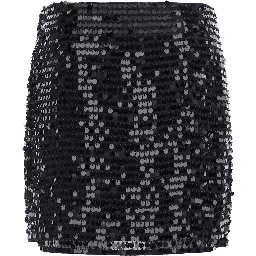 Skirt SEQUINS MINI SKIRT with black polyester fabric for women
