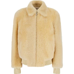 TEDDY STRAIGHT SHEARLING BLOUSON LEATHER DETAILS