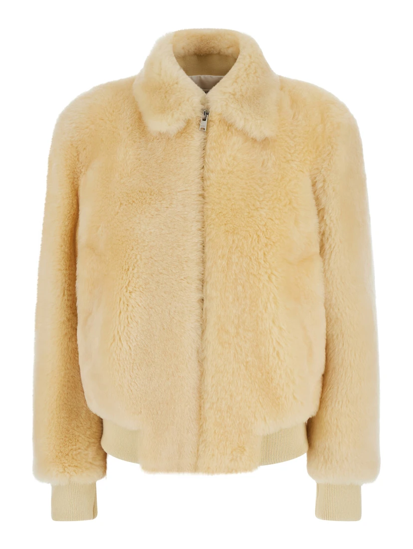 TEDDY STRAIGHT SHEARLING BLOUSON LEATHER DETAILS