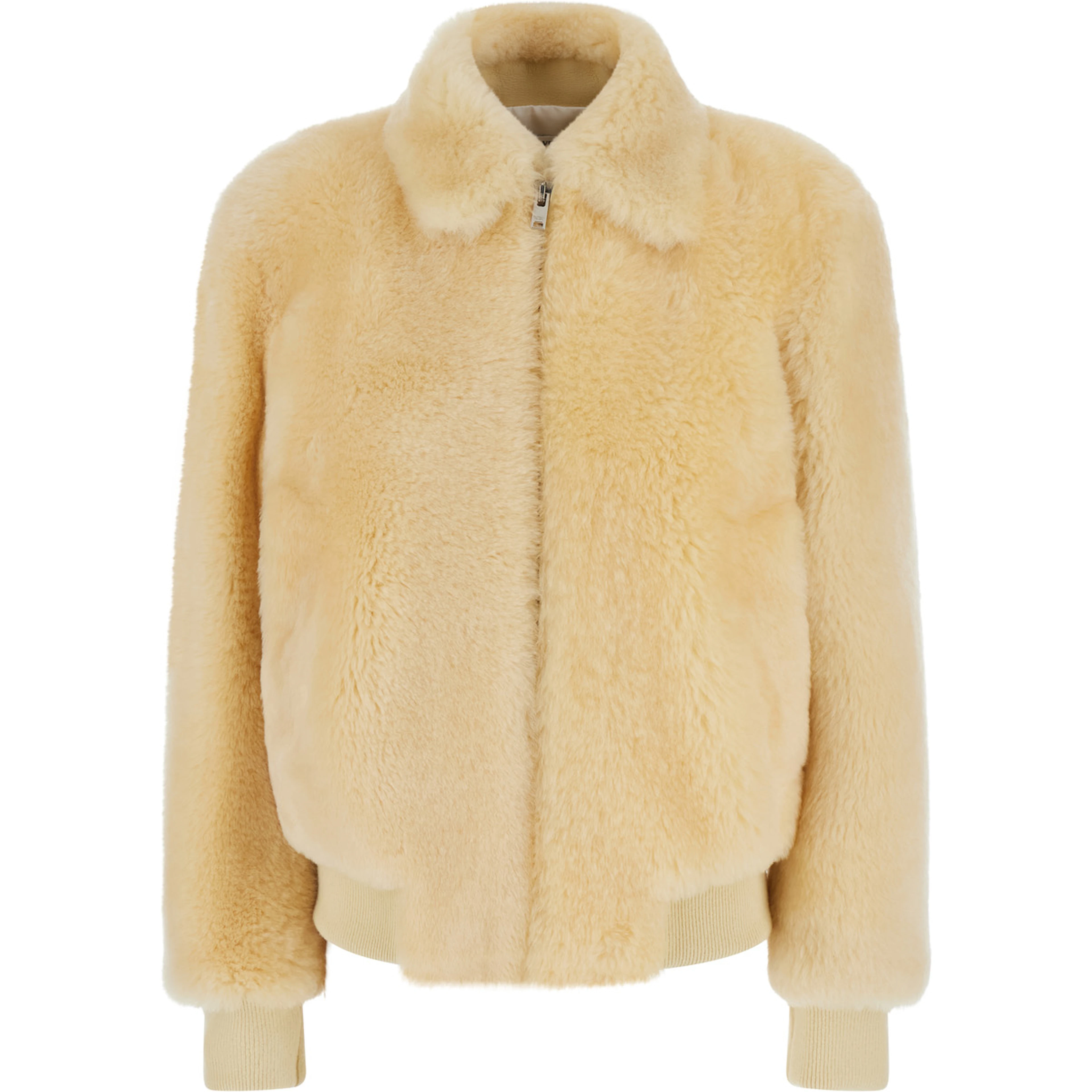 TEDDY STRAIGHT SHEARLING BLOUSON LEATHER DETAILS