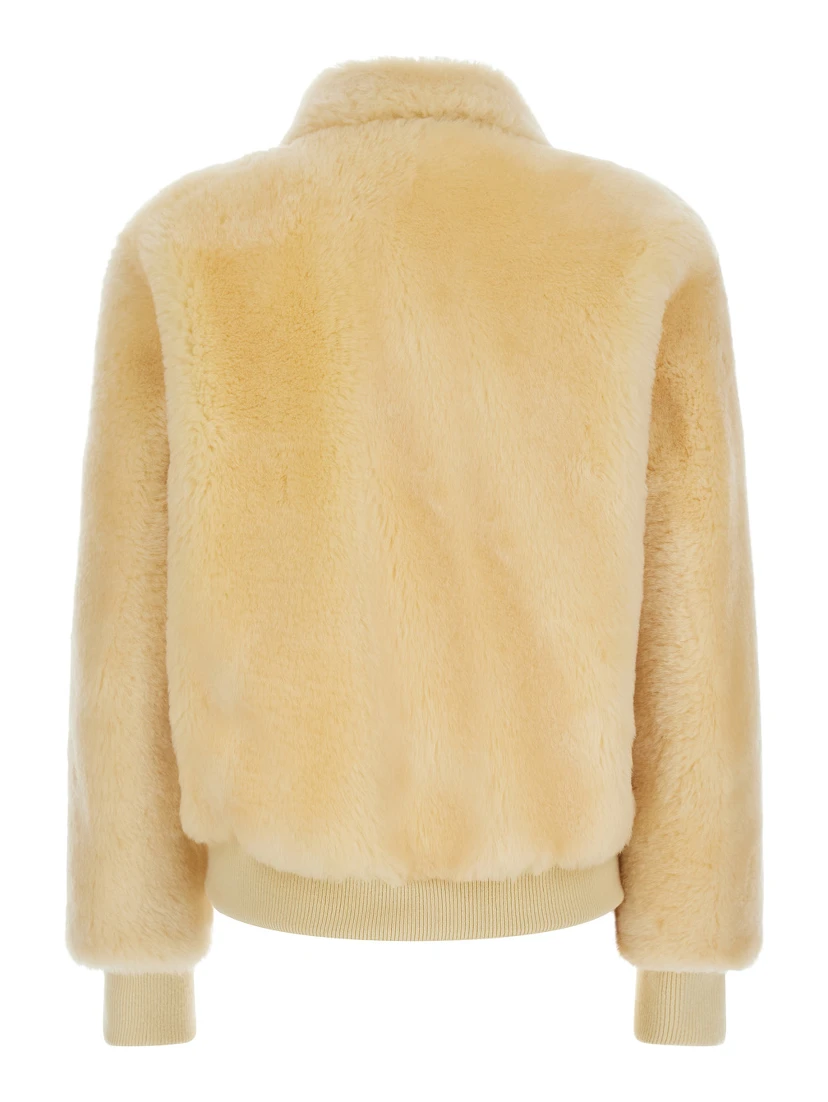 TEDDY STRAIGHT SHEARLING BLOUSON LEATHER DETAILS