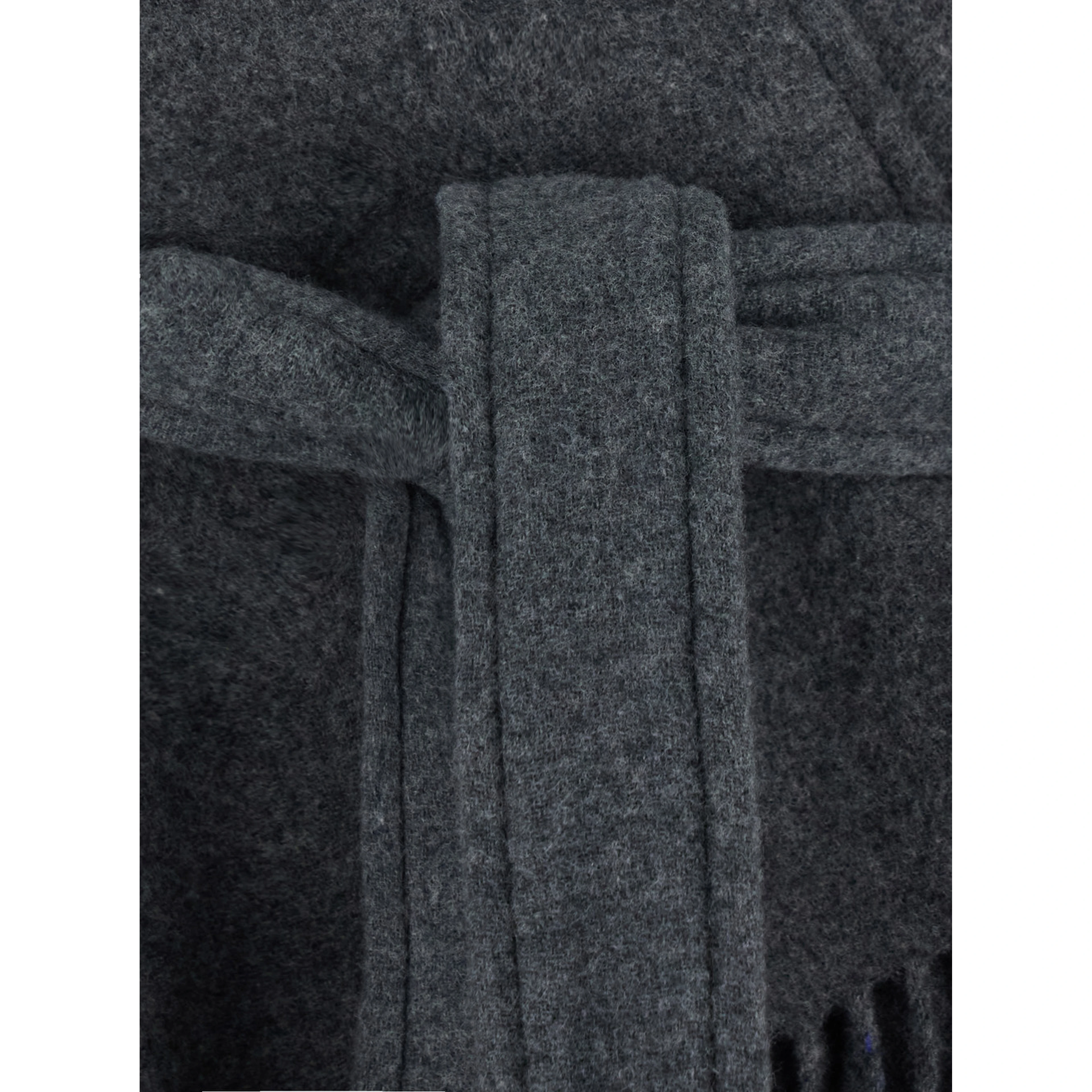 Gray Cape with Leather Details and Fixed Hood in Tech Fabric Women