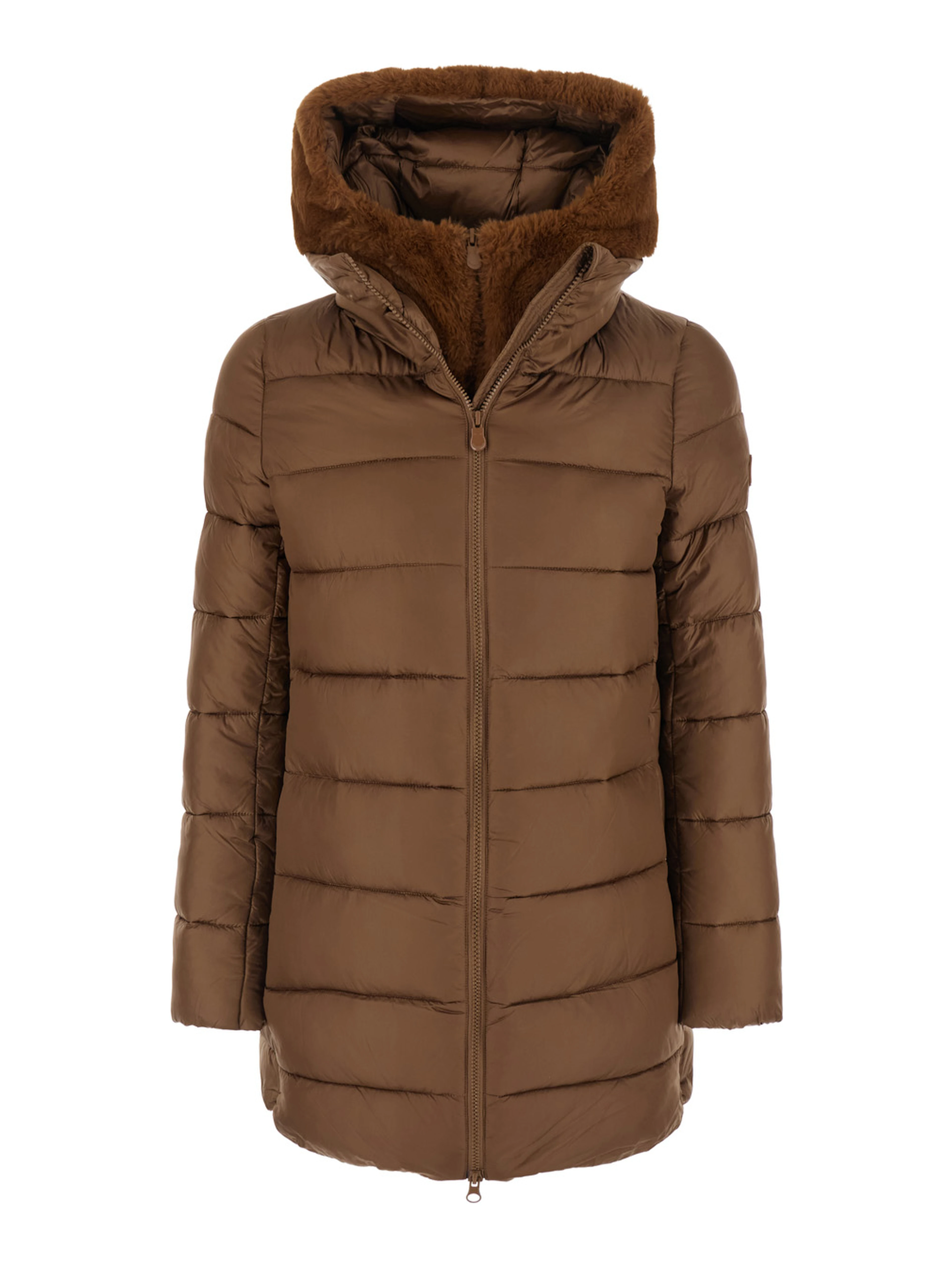 Down jacket MATILDA LONG PUFFER with hood and pockets Brown Woman