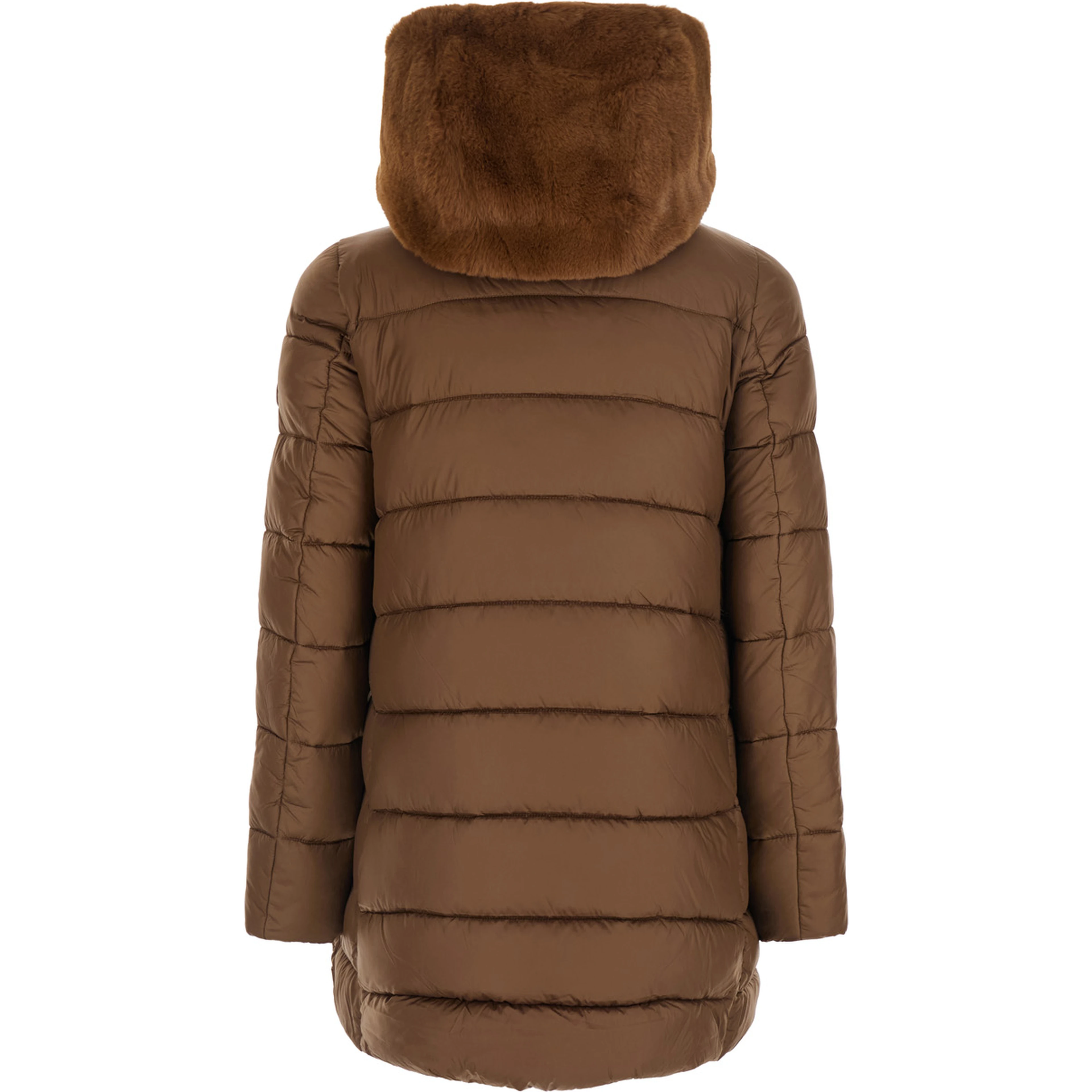 Down jacket MATILDA LONG PUFFER with hood and pockets Brown Woman