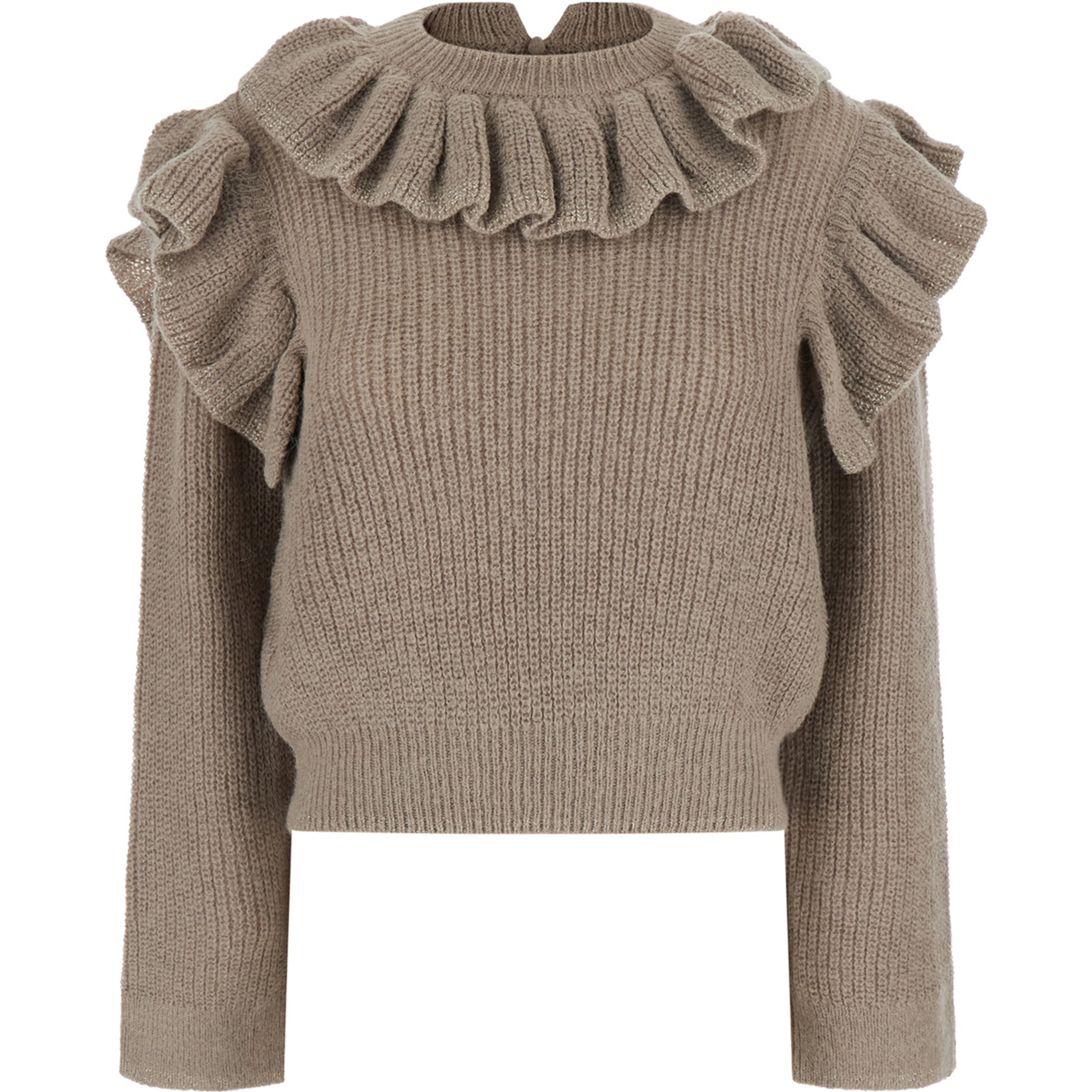 MASTICE Sweater with V-neck and long sleeves in Beige mixed fabric for women