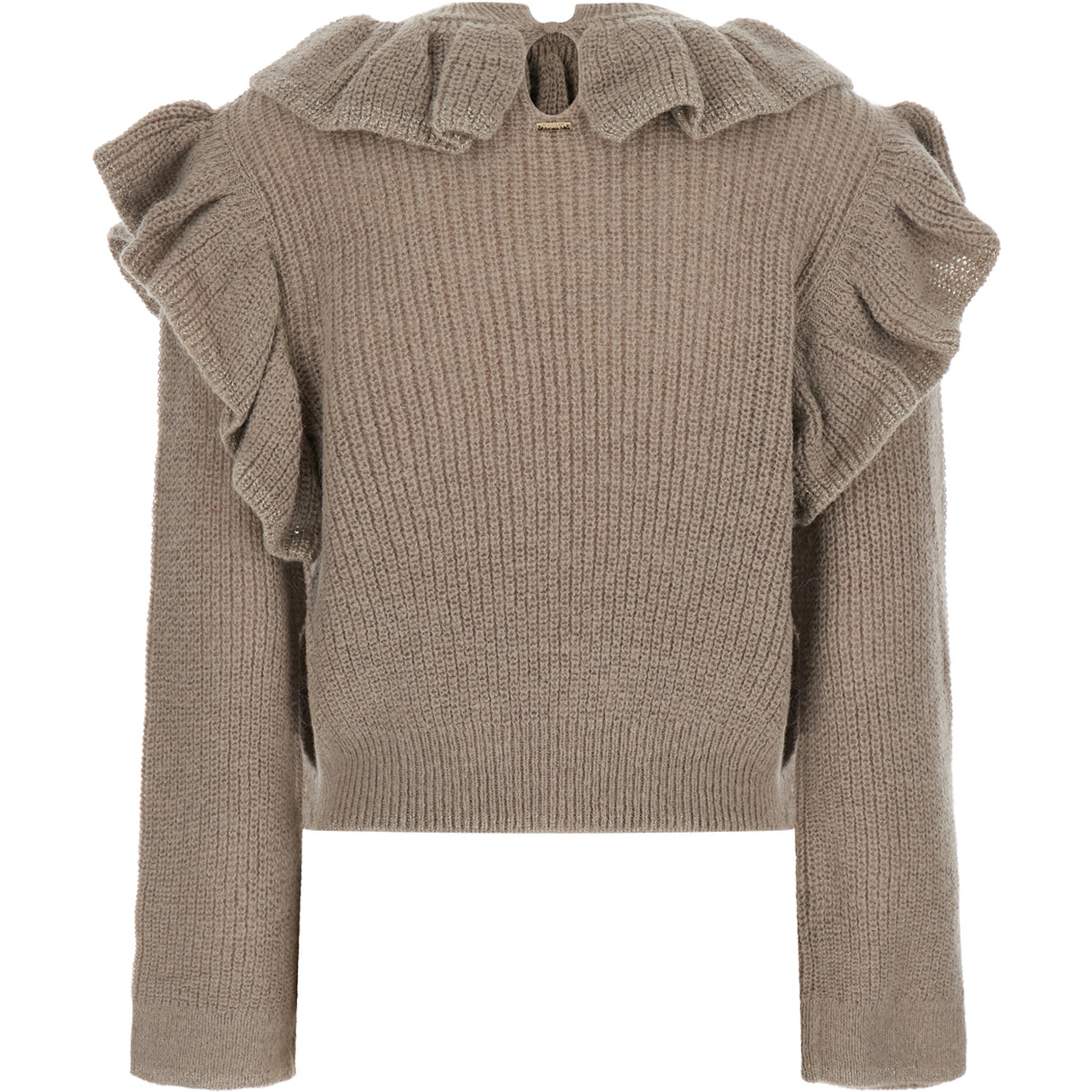 MASTICE Sweater with V-neck and long sleeves in Beige mixed fabric for women