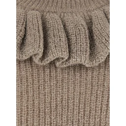 MASTICE Sweater with V-neck and long sleeves in Beige mixed fabric for women