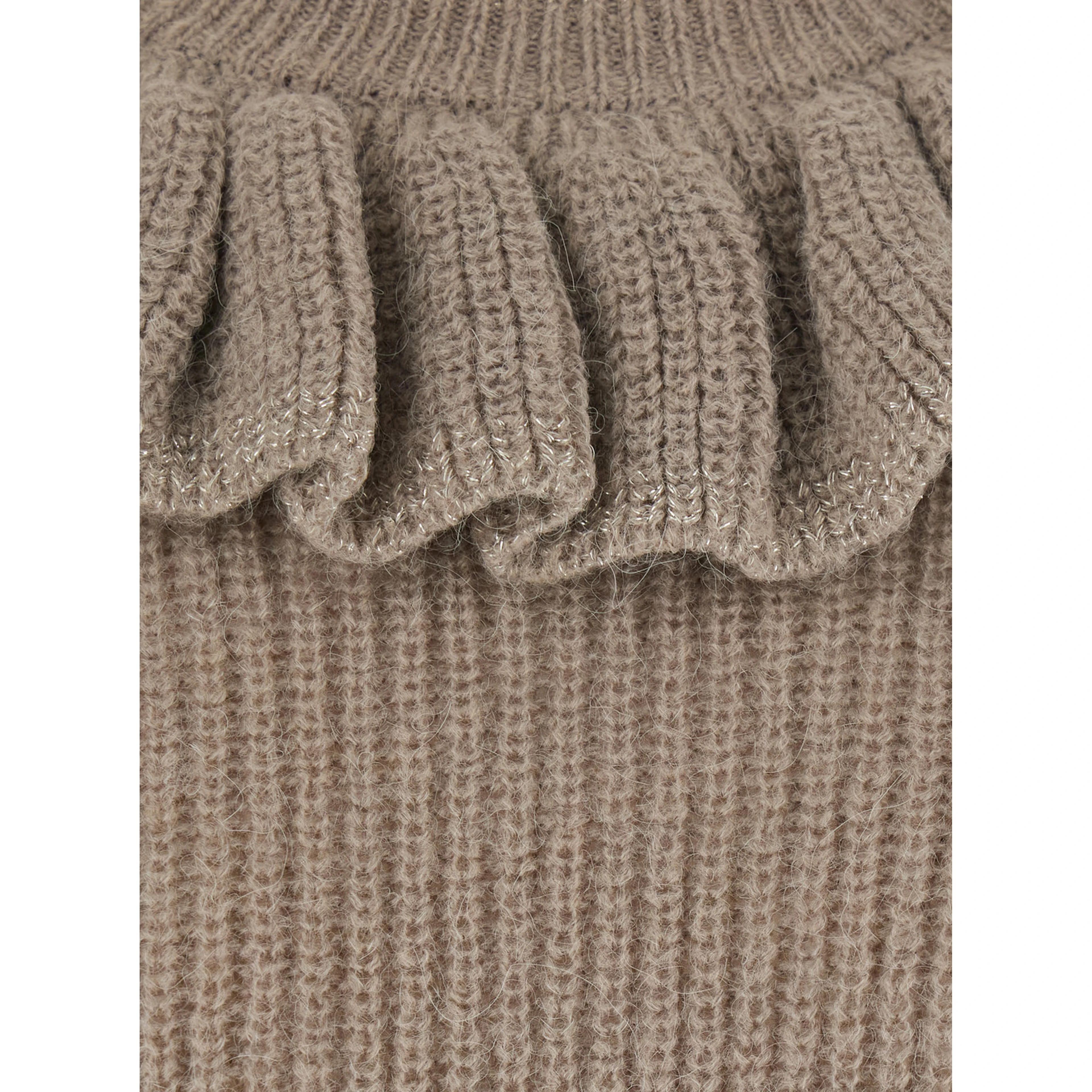 MASTICE Sweater with V-neck and long sleeves in Beige mixed fabric for women
