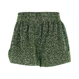Lumiere Green Shorts with elasticated waist and all-over sparkling details in Tech Fabric Women