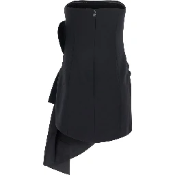 BUSTIER BOW DRESS with elegant details in Tech Fabric and black color for women