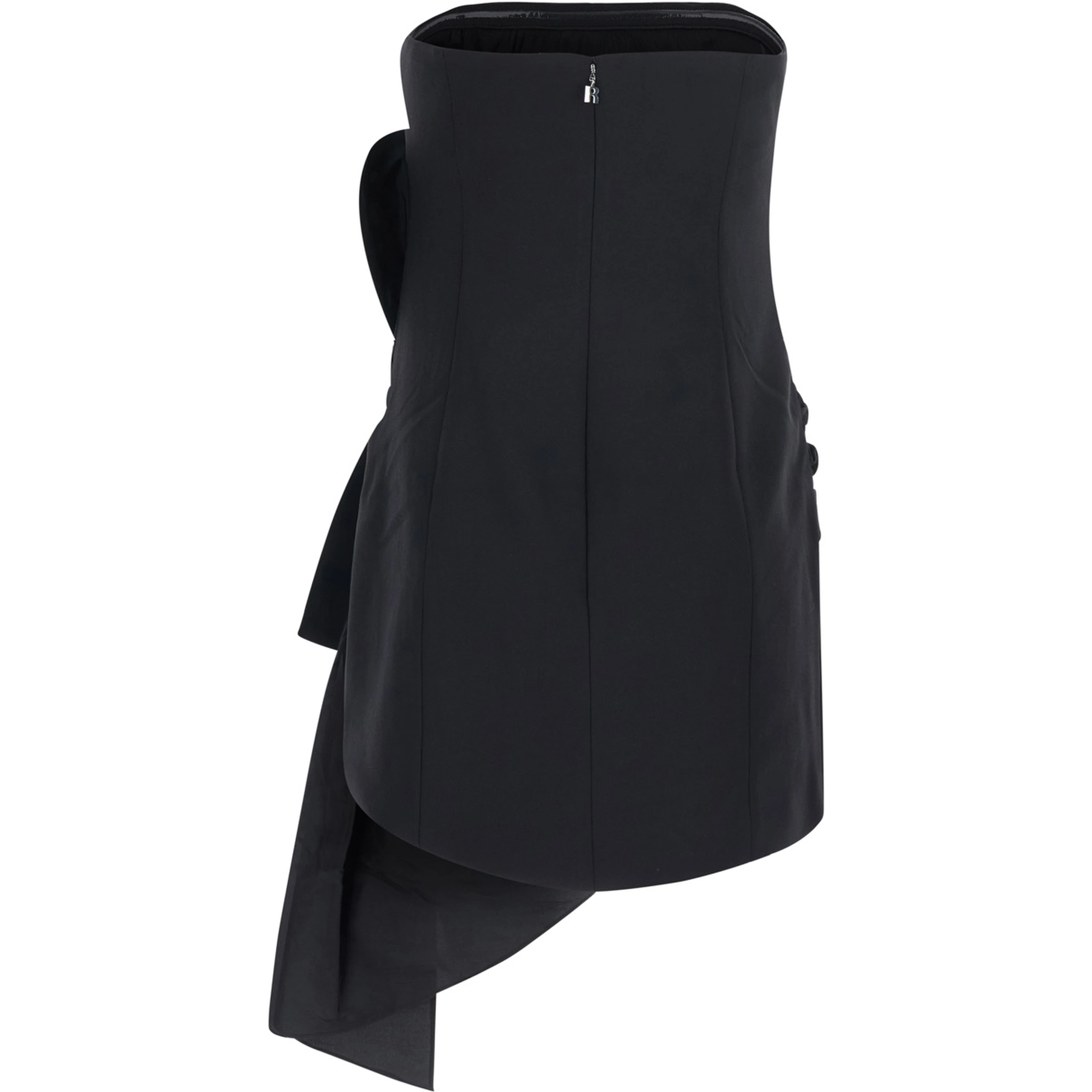 BUSTIER BOW DRESS with elegant details in Tech Fabric and black color for women