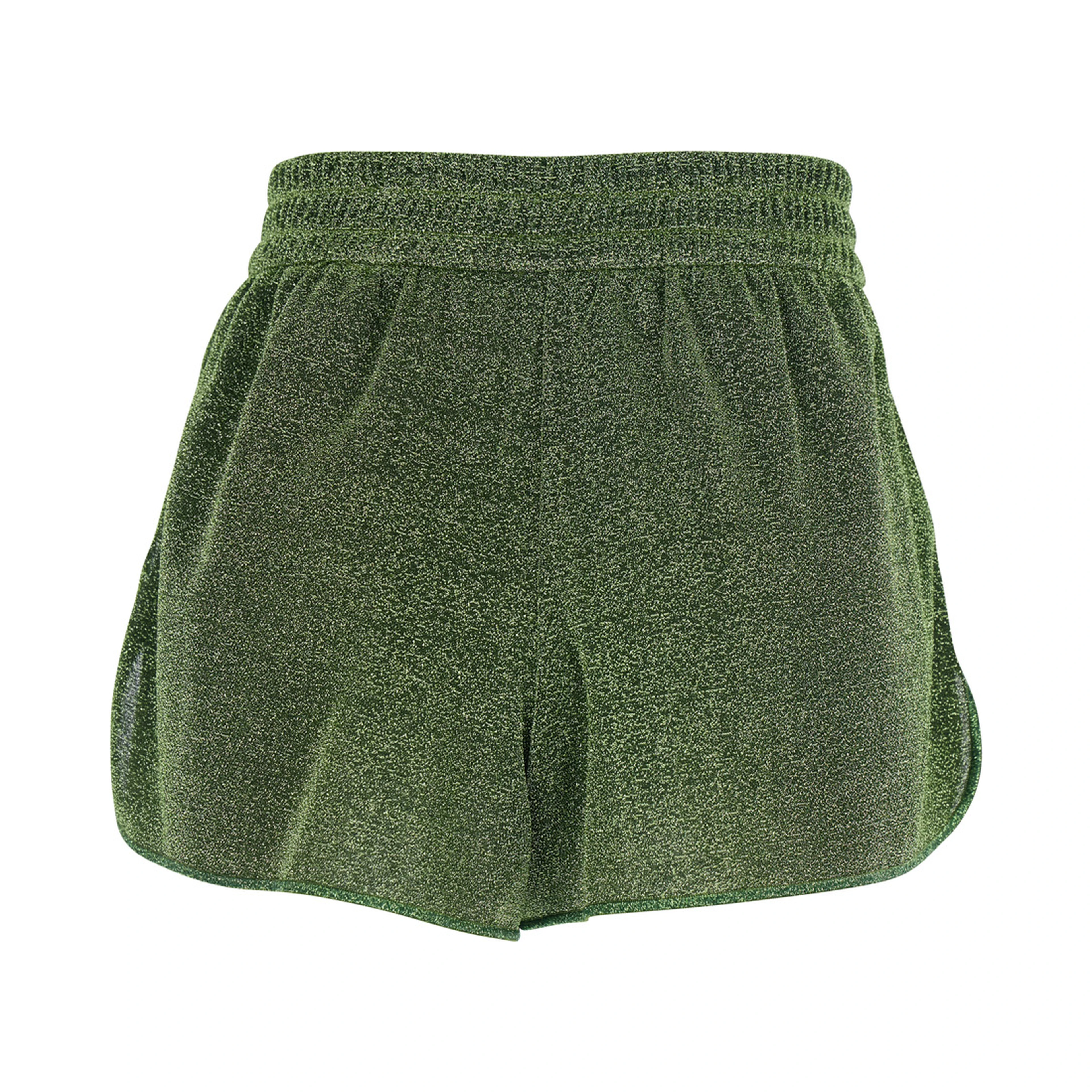 Lumiere Green Shorts with elasticated waist and all-over sparkling details in Tech Fabric Women