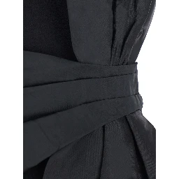 BUSTIER BOW DRESS with elegant details in Tech Fabric and black color for women