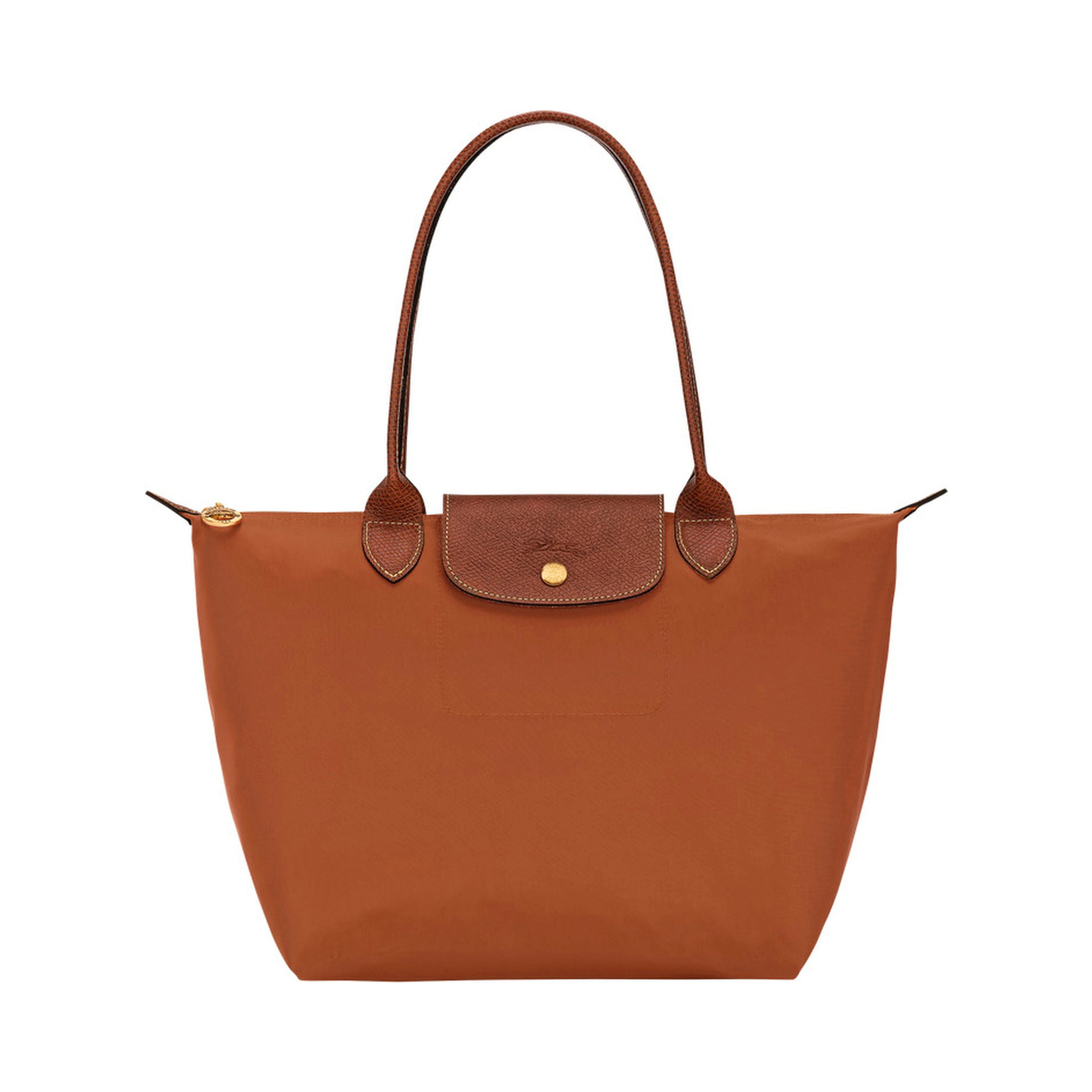 Handbag Le Pilage Original Medium with Two Top Handles and Logo Printed on the Front in Brown Canvas for Women