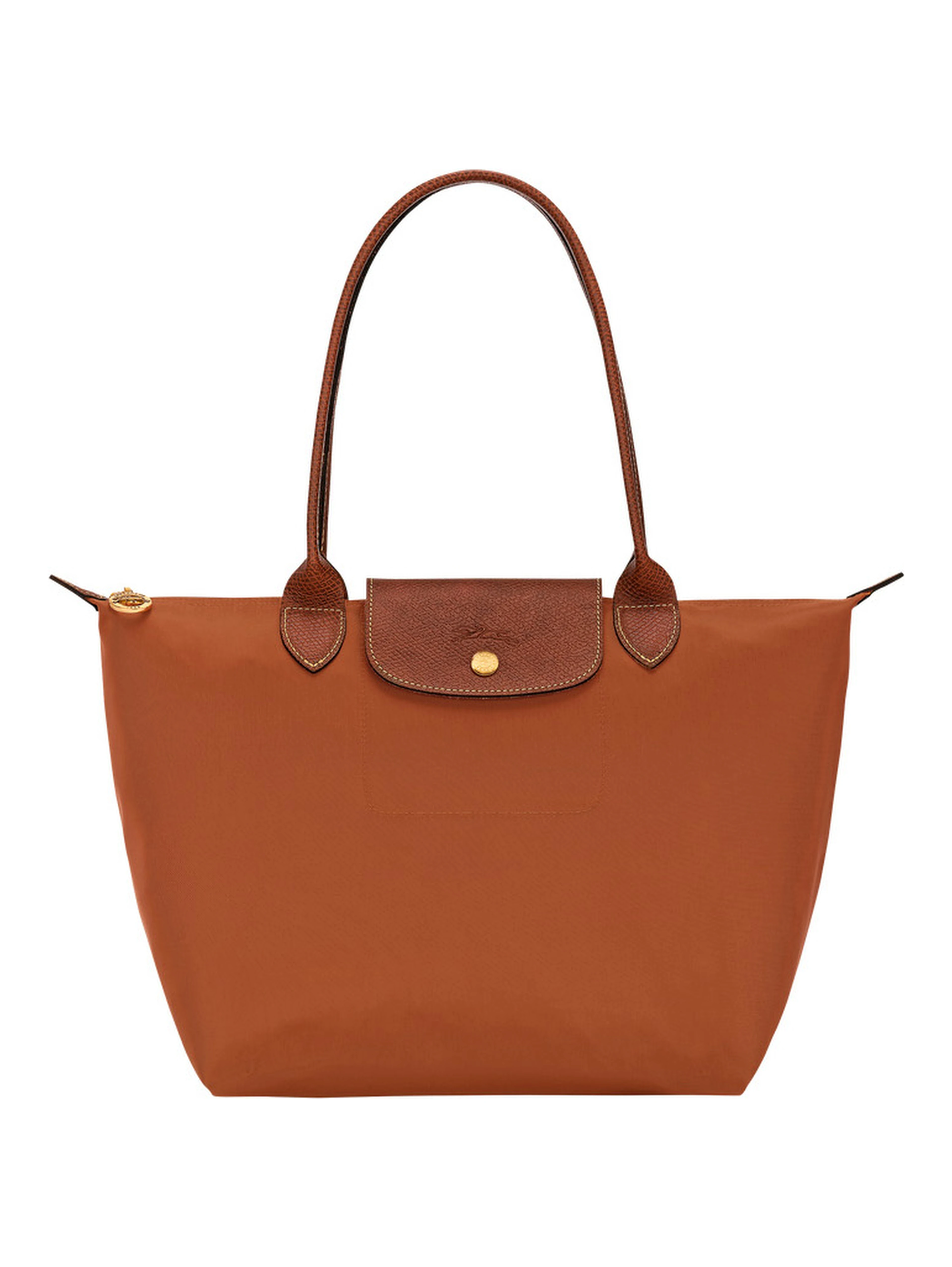 Handbag Le Pilage Original Medium with Two Top Handles and Logo Printed on the Front in Brown Canvas for Women