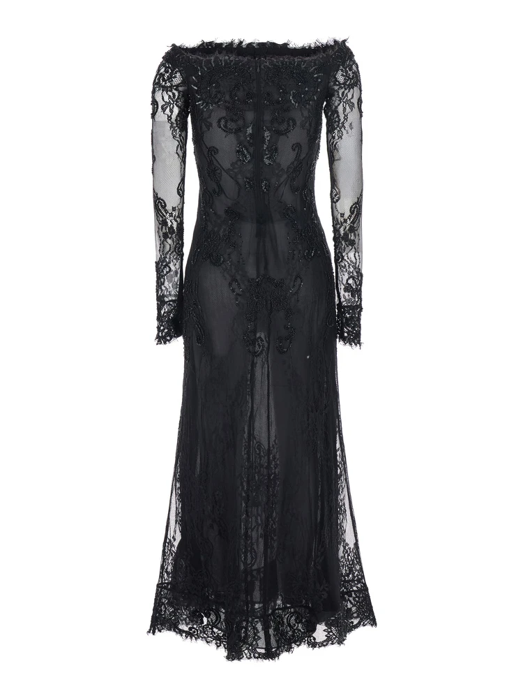DRESS with collar and long sleeves in Tech Fabric Black women alternative