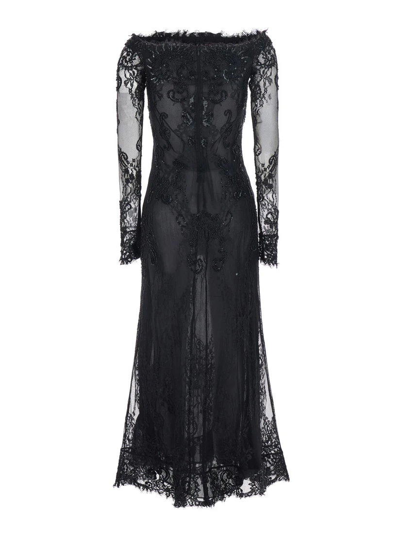 DRESS with collar and long sleeves in Tech Fabric Black women