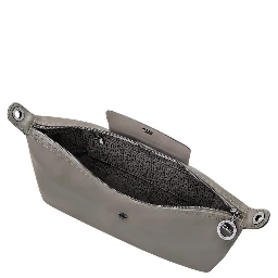 Le Pliage Xtra Grey Medium Shoulder Bag with Embossed Logo in Leather Woman