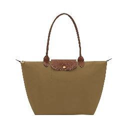 Le Pliage Original Green Shoulder bag with embossed logo on the front in canvas for women