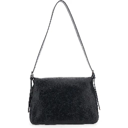 Niki Black Shoulder Bag with Cassandre Plate on the Front and Chain Handles in Leather for Women