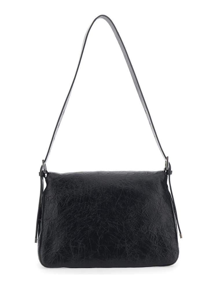 Niki Black Shoulder Bag with Cassandre Plate on the Front and Chain Handles in Leather for Women alternative