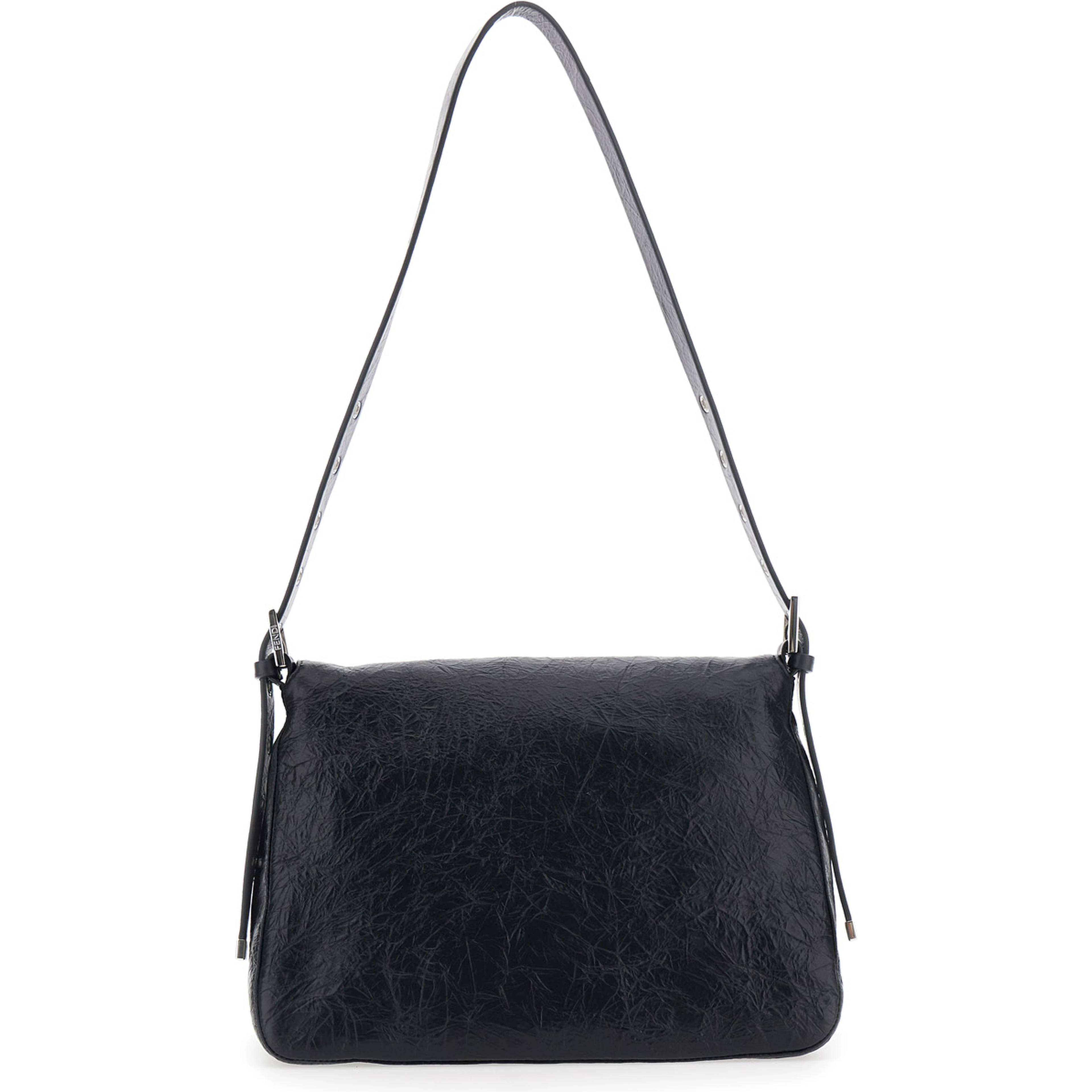 Niki Black Shoulder Bag with Cassandre Plate on the Front and Chain Handles in Leather for Women