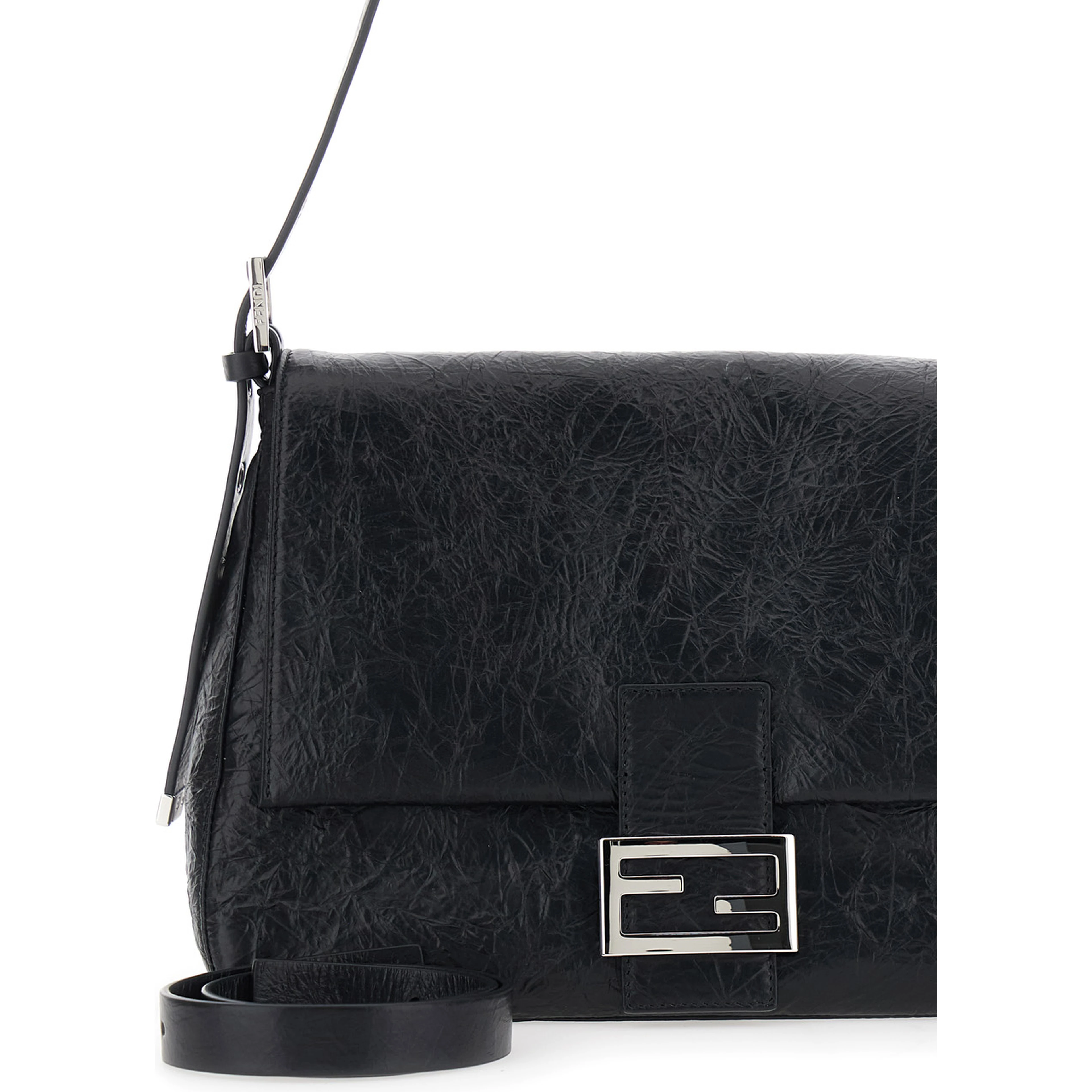 Niki Black Shoulder Bag with Cassandre Plate on the Front and Chain Handles in Leather for Women