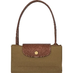Le Pliage Original Green Shoulder bag with embossed logo on the front in canvas for women