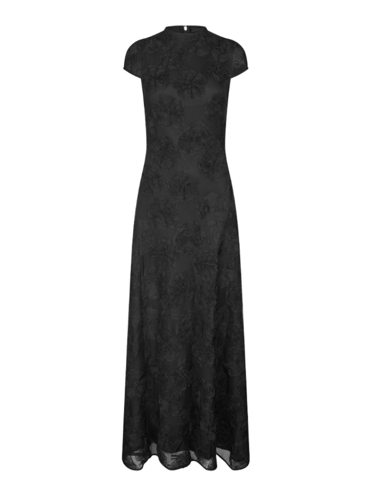 FLOWER MESH MAXI DRESS