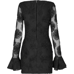 FLOWER MESH LS MINI DRESS