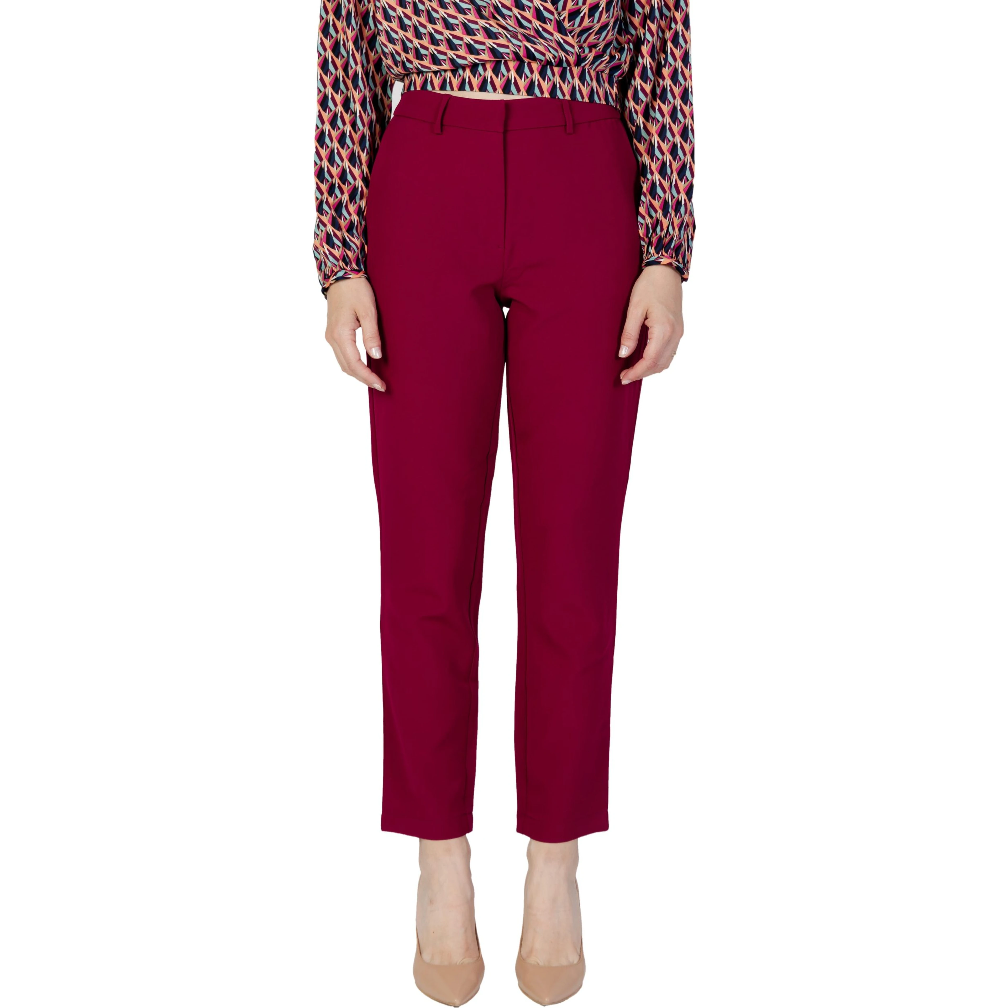 Bordeaux Polyester Dress Pants