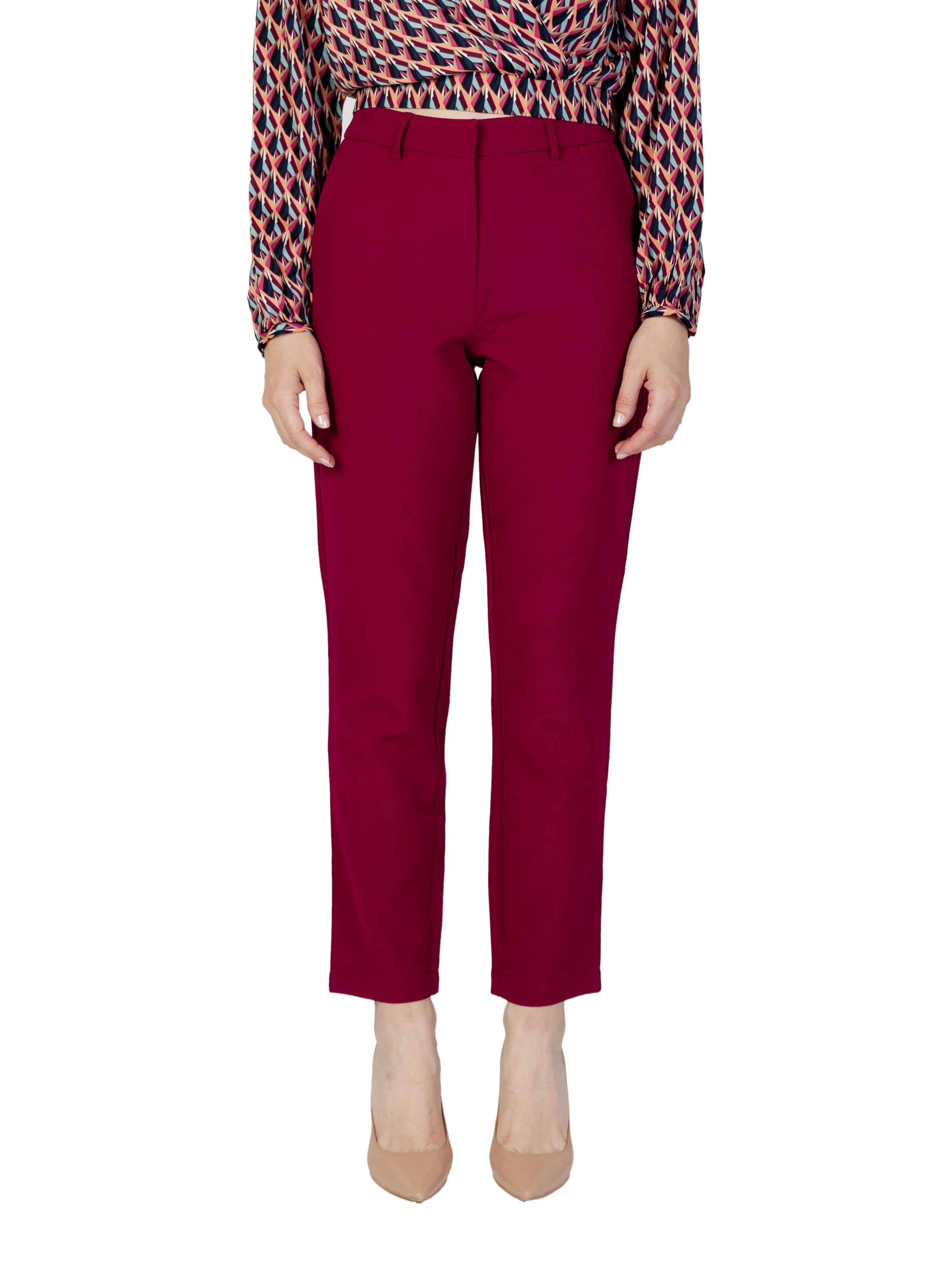 Bordeaux Polyester Dress Pants