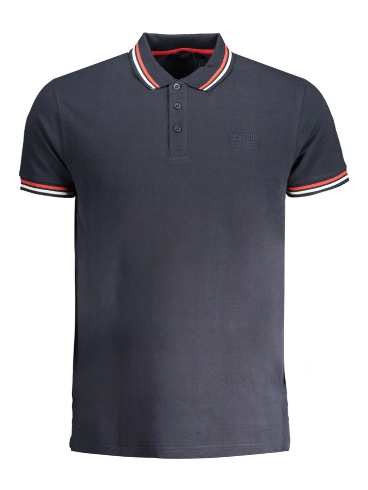 Navy Cotton Men Polo Shirt