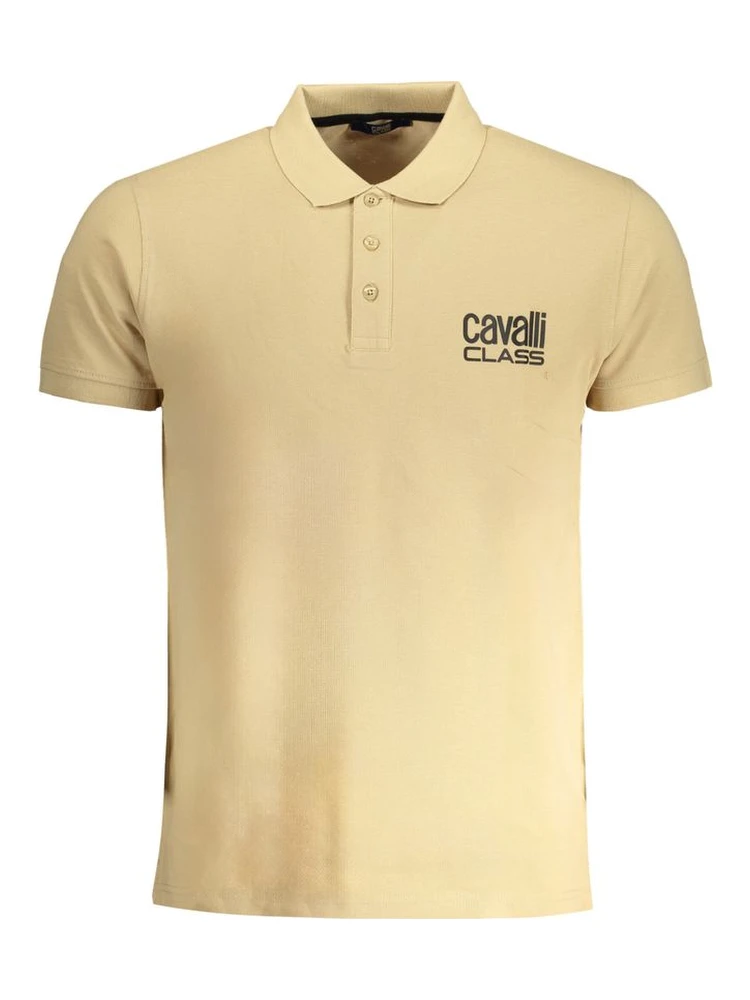 Beige Cotton Men Polo-Shirt
