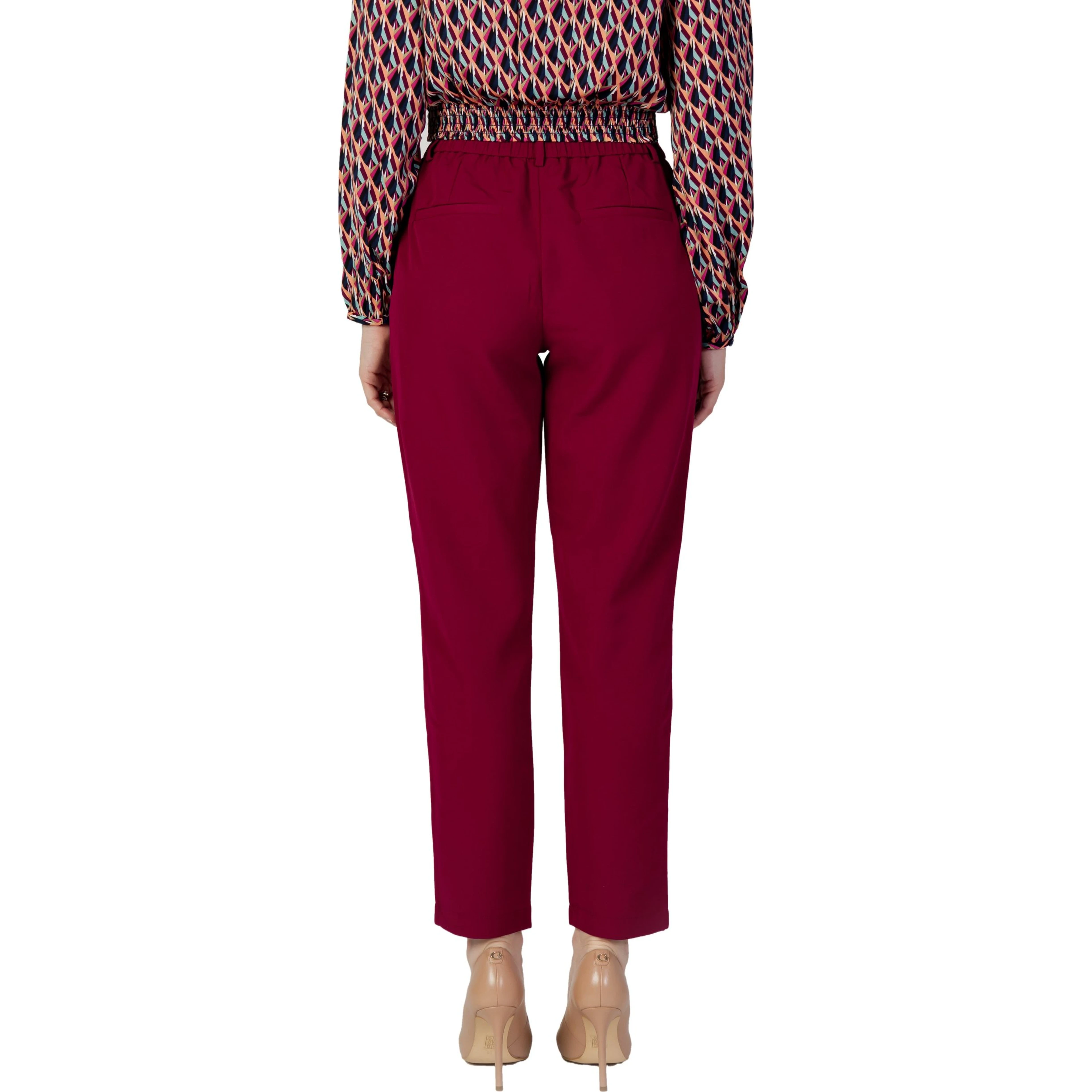 Bordeaux Polyester Dress Pants