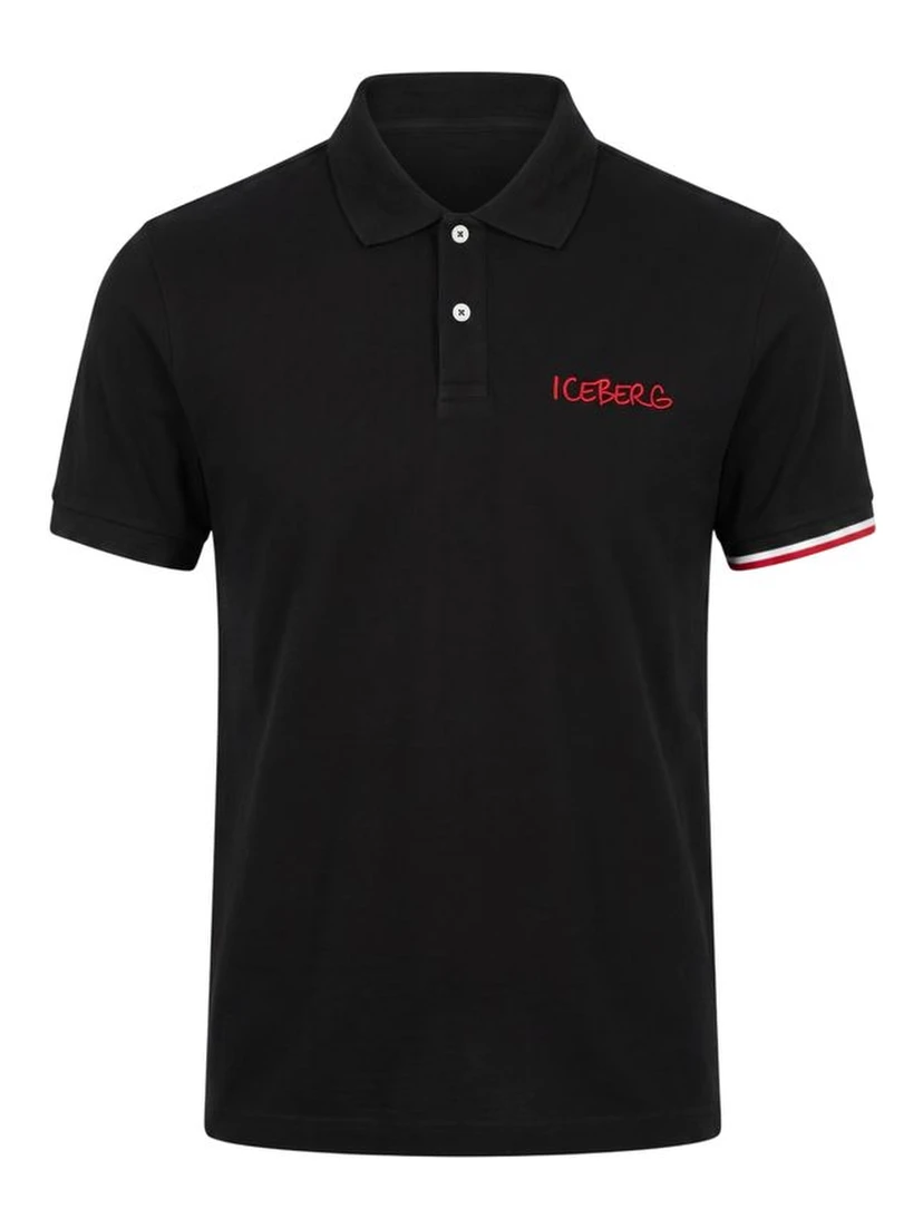 Black Cotton Men Polo Shirt