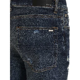 Blue Cotton Skinny Jeans
