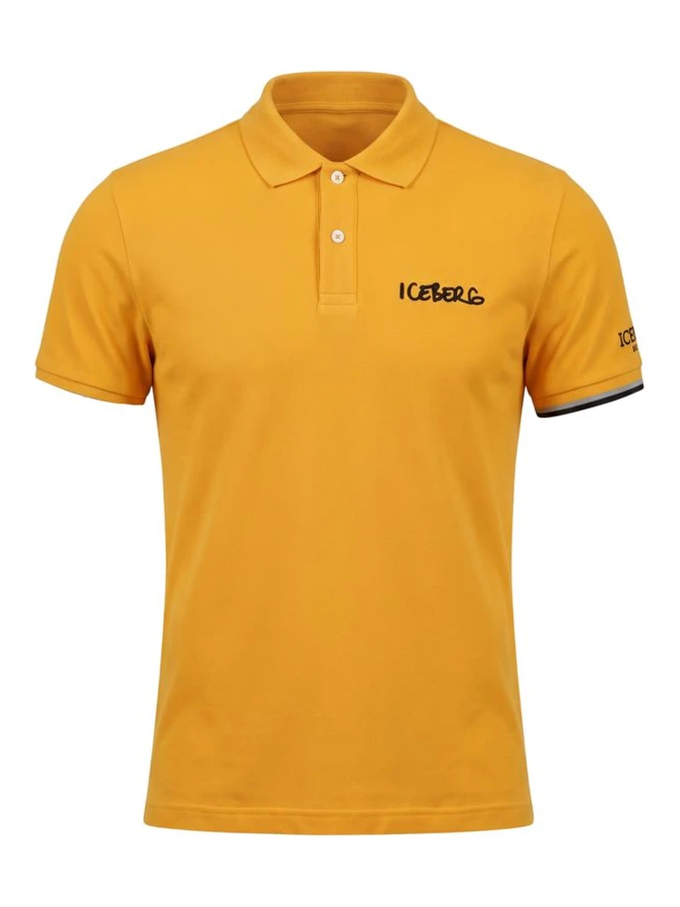 Yellow Cotton Men Polo Shirt