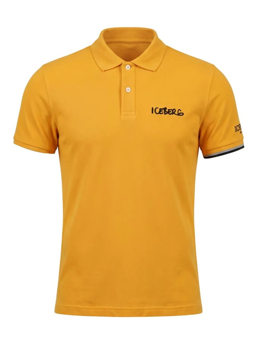 Yellow Cotton Men Polo Shirt