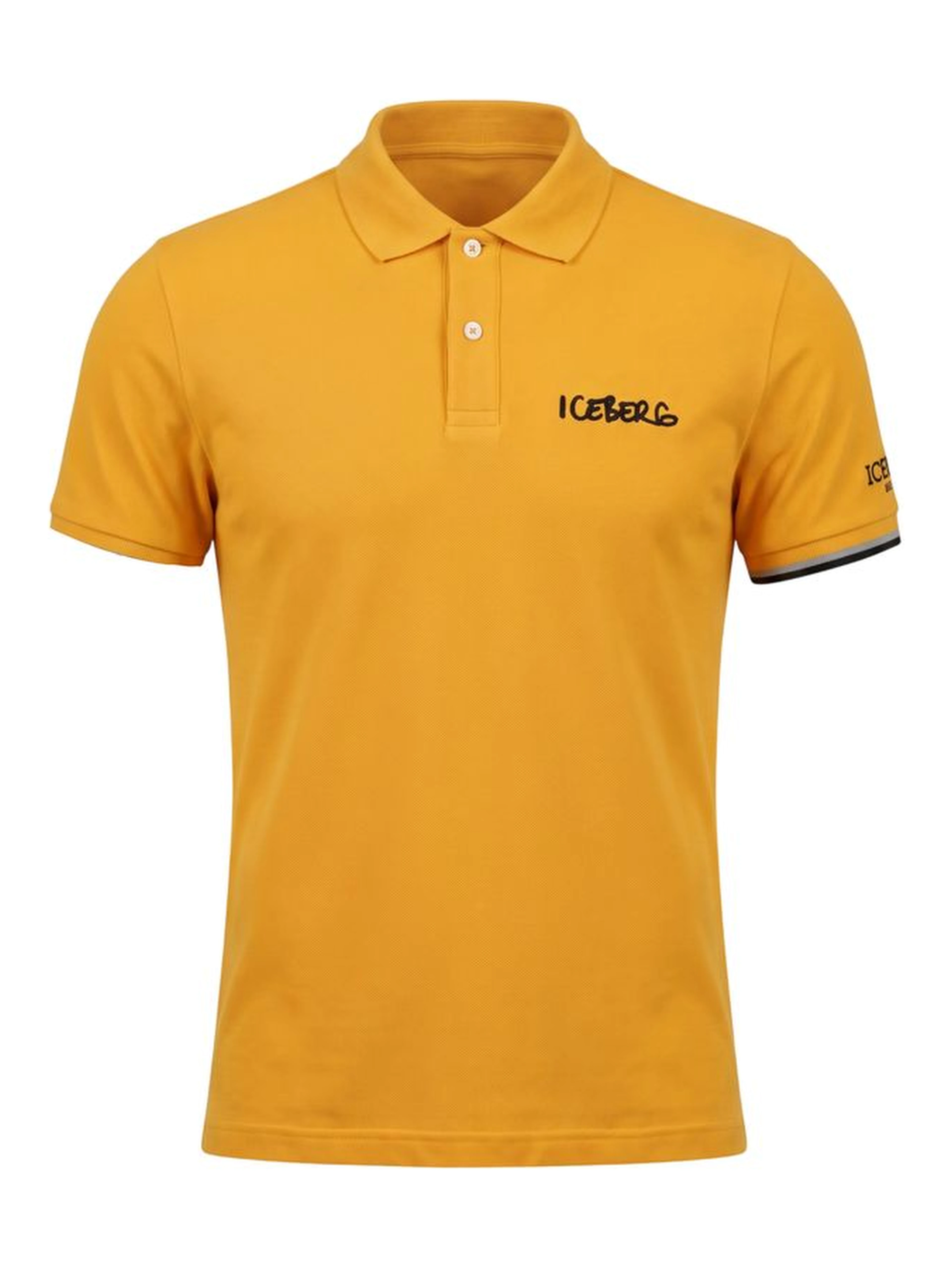 Yellow Cotton Men Polo Shirt
