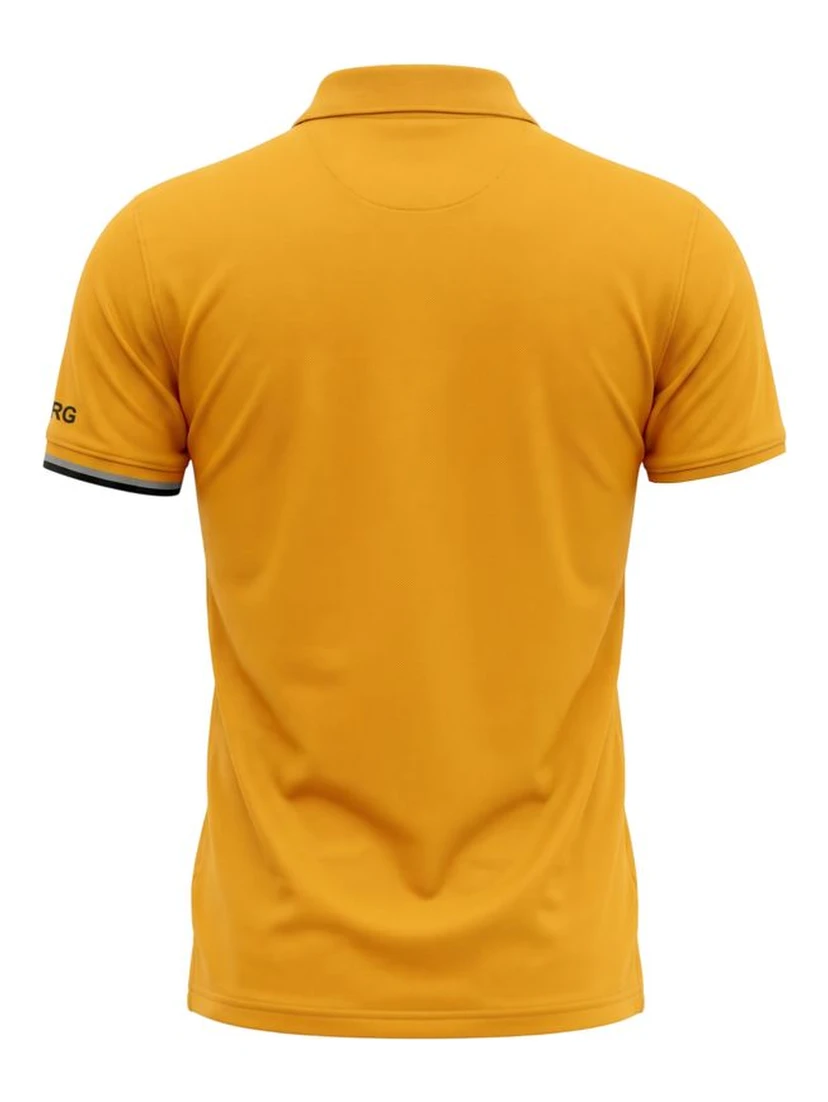 Yellow Cotton Men Polo Shirt