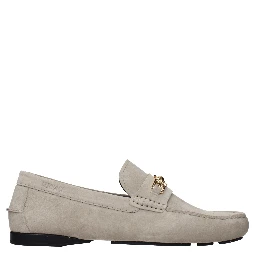 Gray Leather Slip-On Loafers