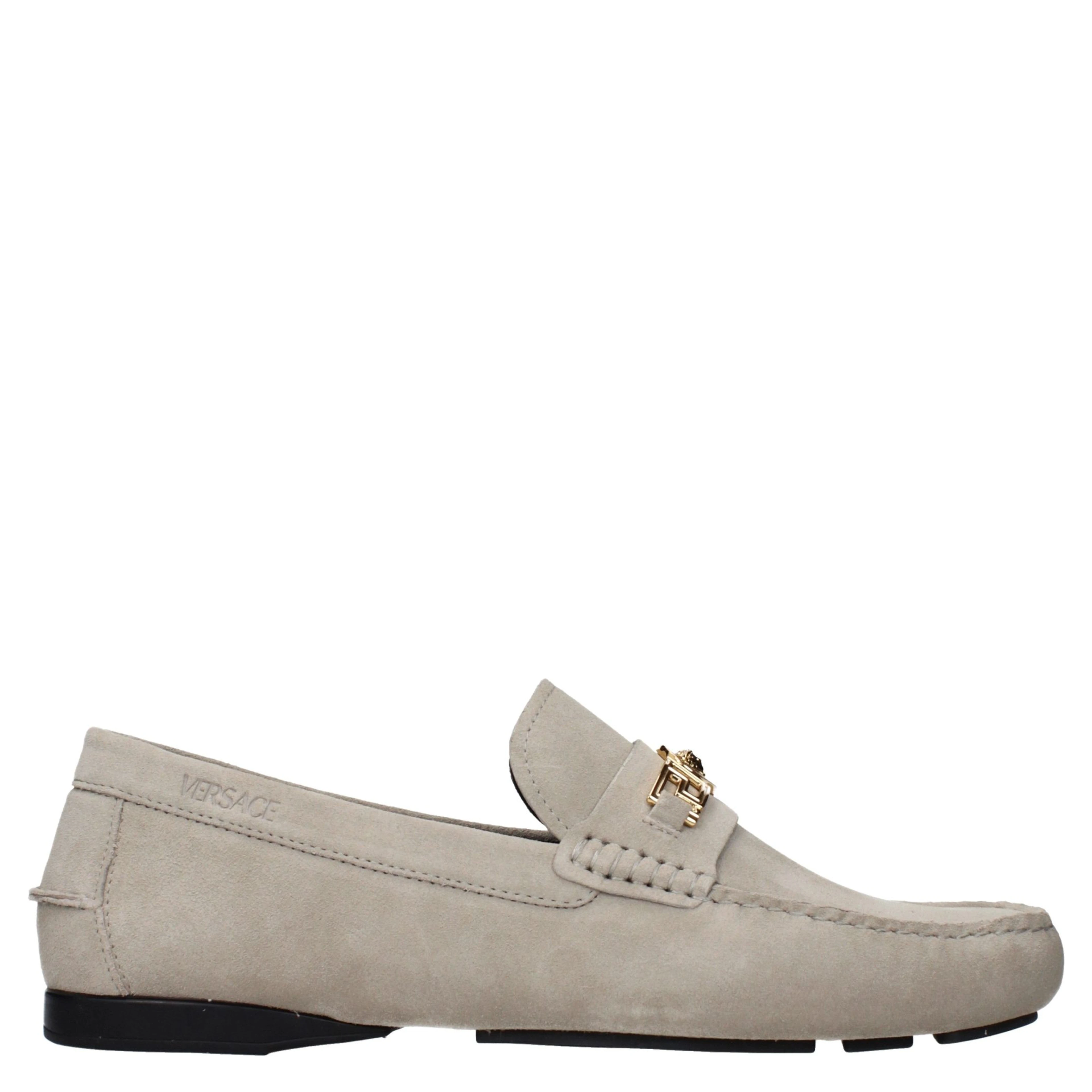 Gray Leather Slip-On Loafers