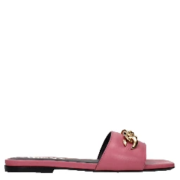 Pink Leather Slippers