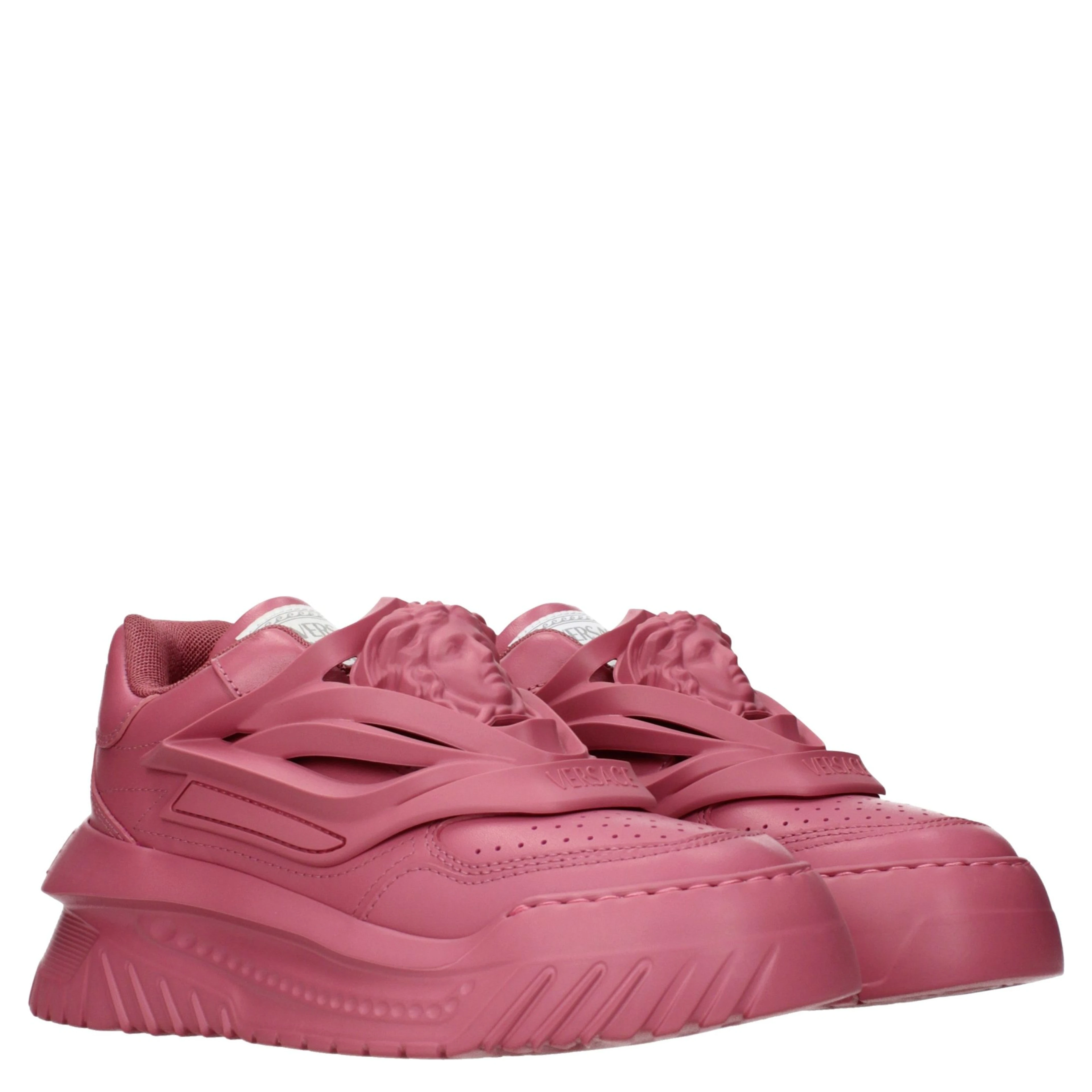 Pink Leather Chunky Sneakers