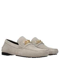 Gray Leather Slip-On Loafers