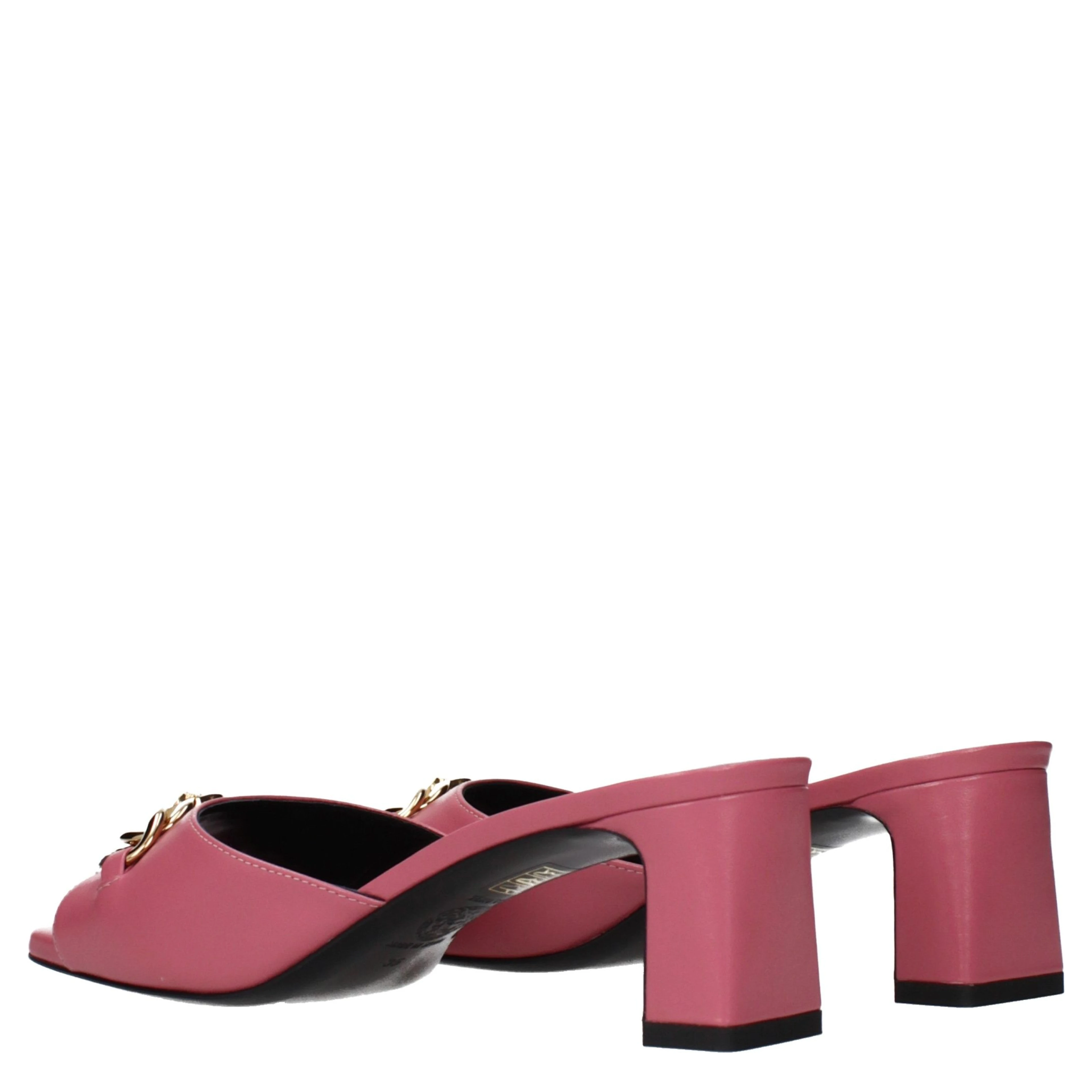 Pink Leather Flat Sandals